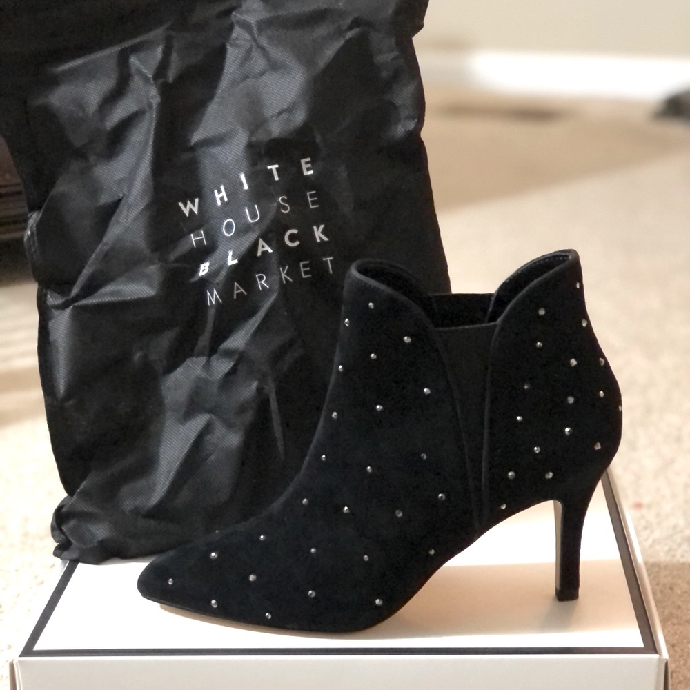 White House Black Market Laila Black Suede Booties